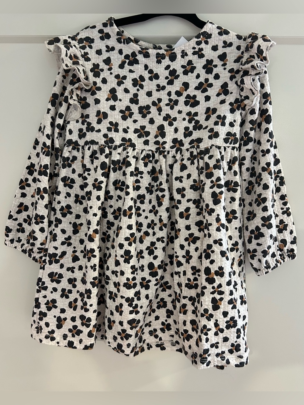 Zara Cream Dress with Black and Brown Floral Print